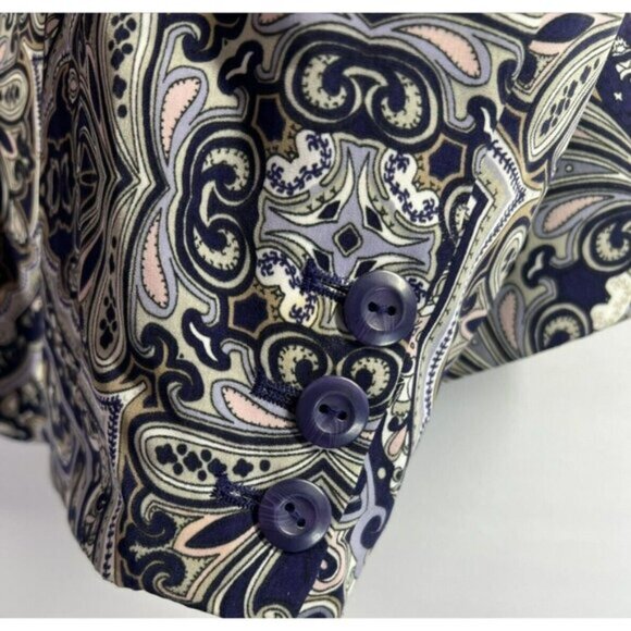 Chicos Women Blazer Jacket XXL Paisley Blue Purple Lined Pockets Long Sleeves - Picture 5 of 9